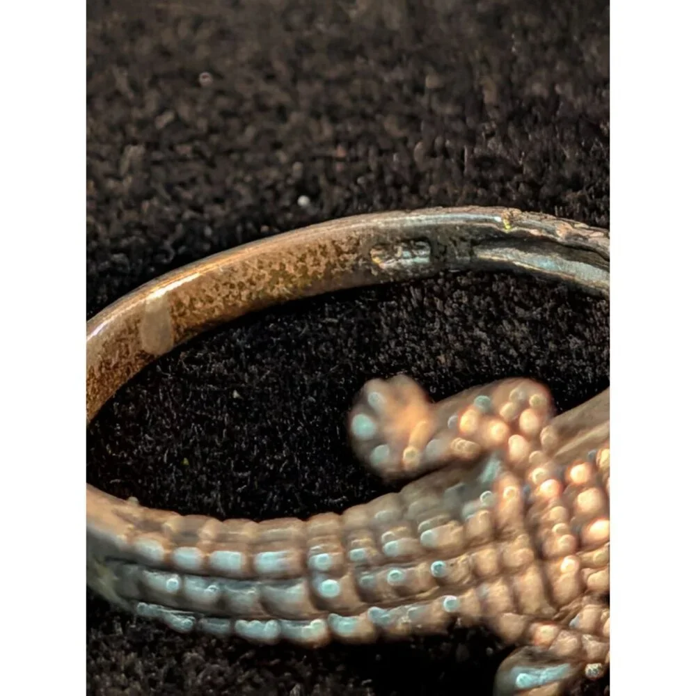 Sterling Silver Alligator Bypass Ring Sz 6.5 Textured Crocodile Design - Picture 5 of 15